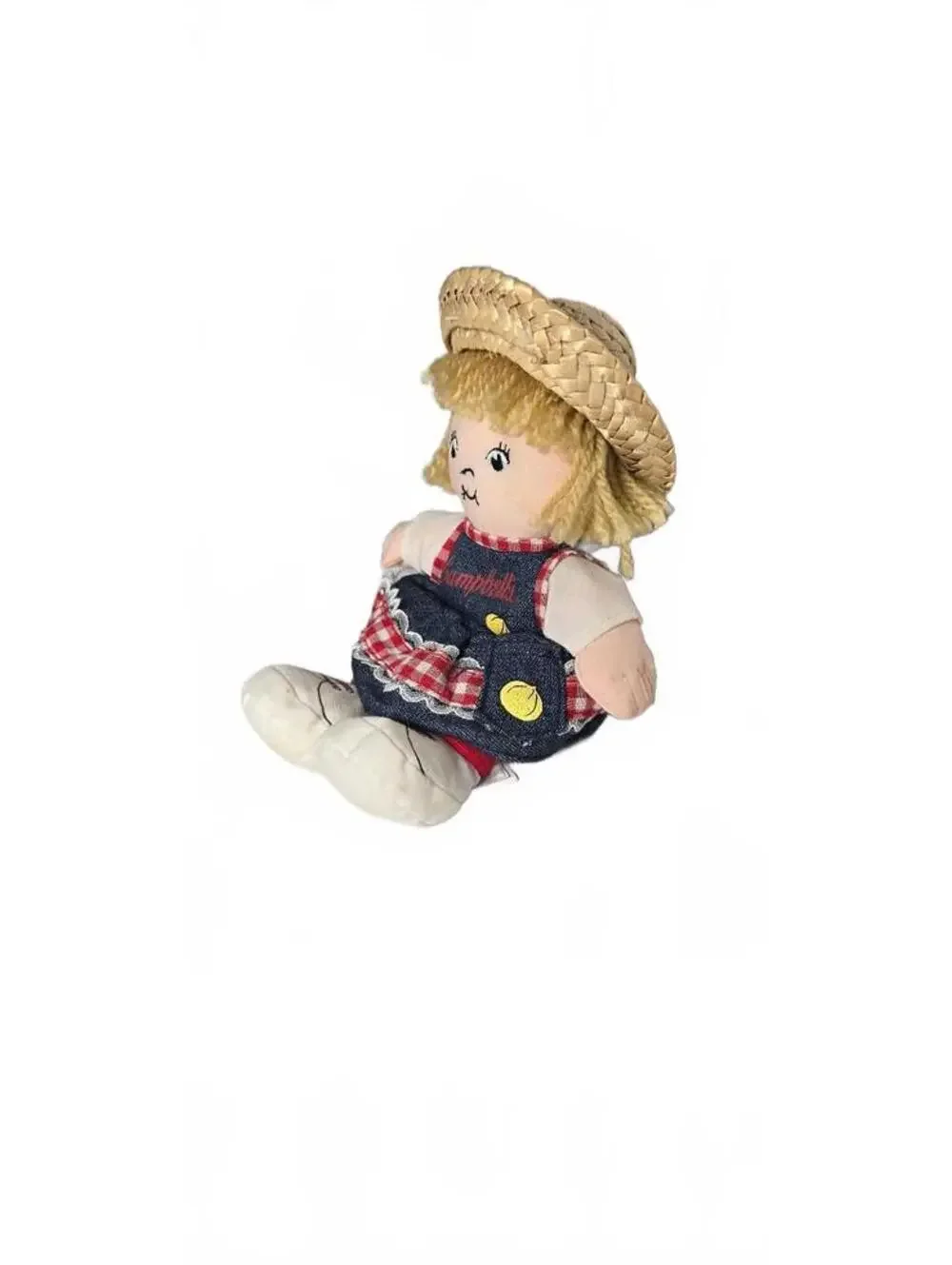 Vintage Campbell's Soup Girl Plush Doll with Straw Hat 2000